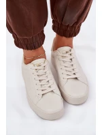 Niskie Trampki Damskie Z Eko Skóry Big Star NN274578 Beżowe