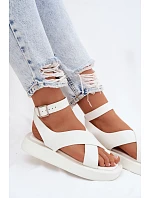 Sandály z eko kůže na platformě Bílé model 22102991 - Boto