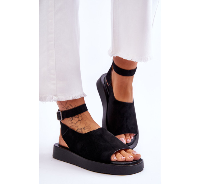 Pohodlné dámske sandále na platforme čierne Rubie