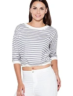 Dámska blúzka K204 sivá/biela - Katrus