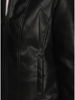 Dámska kožená bunda so stojačikom čierna FashionStreet TY5568