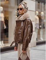 Kurtka damska zimowa z i z futerkiem brązowa model 22386909 - FashionStreet