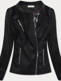 Čierna dámska koženková bunda (TD813)