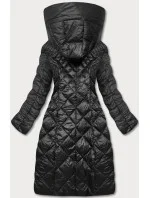 Čierna dlhá dámska prešívaná bunda (ag1-j9082b)