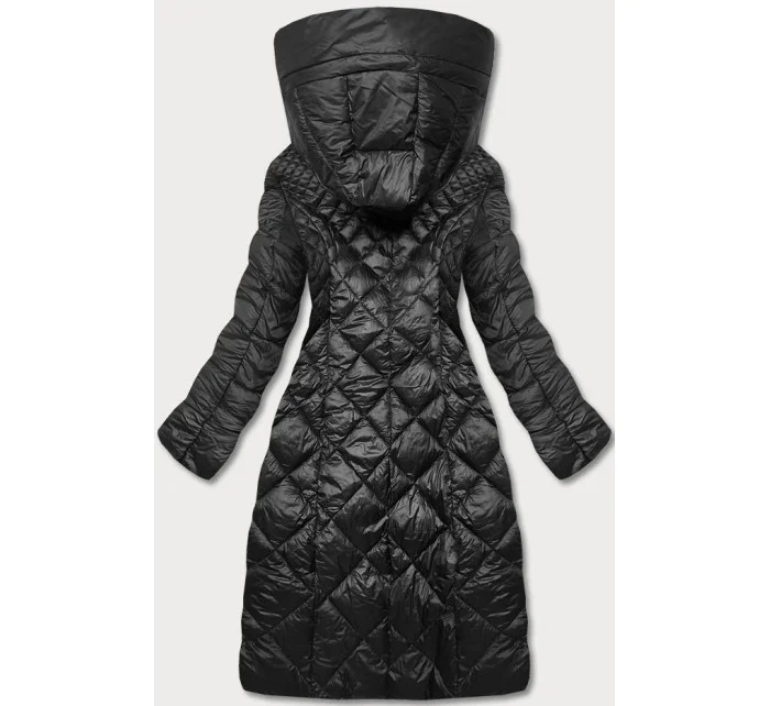 Čierna dlhá dámska prešívaná bunda (ag1-j9082b)