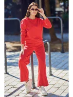 Bavlnený komplet Mikina + Nohavice so širokými nohavicami červený