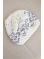 Dámska zimná čiapka s nórskym vzorom a hrubým úpletom K351 biela+tmavosivá