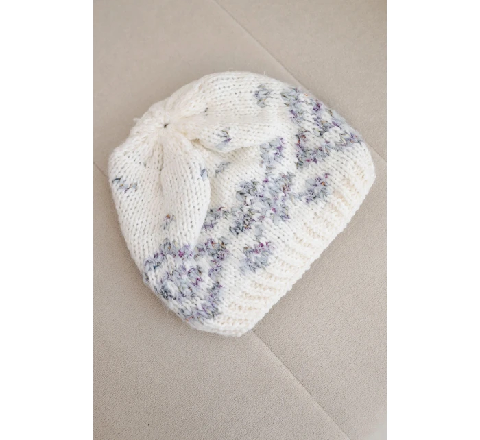 Dámska zimná čiapka s nórskym vzorom a hrubým úpletom K351 biela+tmavosivá