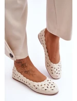 Ażurowe Błyszczące Baleriny Damskie Beżowe Visionary Ażurowe Błyszczące Baleriny Damskie Beżowe Visionary