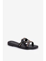Zdobené Ploché Dámské Sandály Černé model 21685805 - Boto