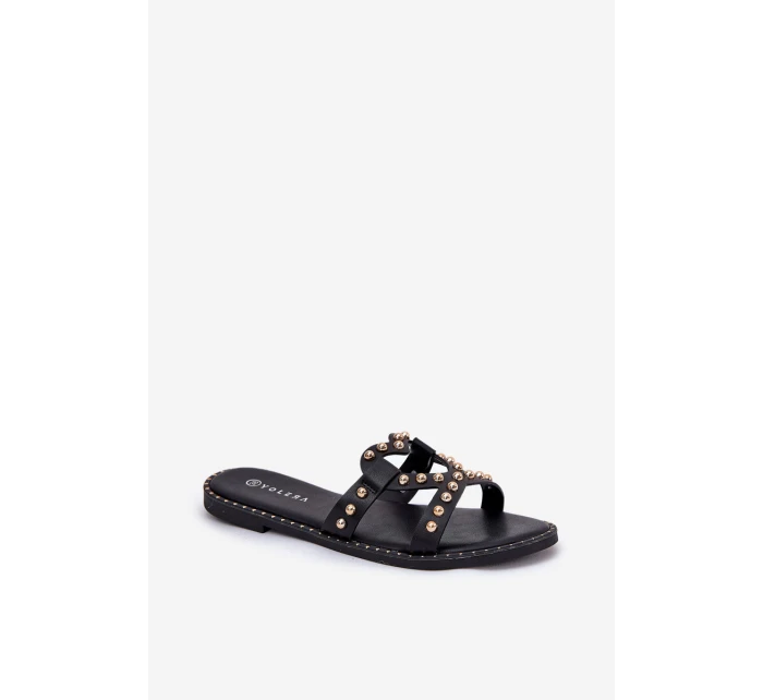 Zdobené Ploché Dámské Sandály Černé model 21685805 - Boto