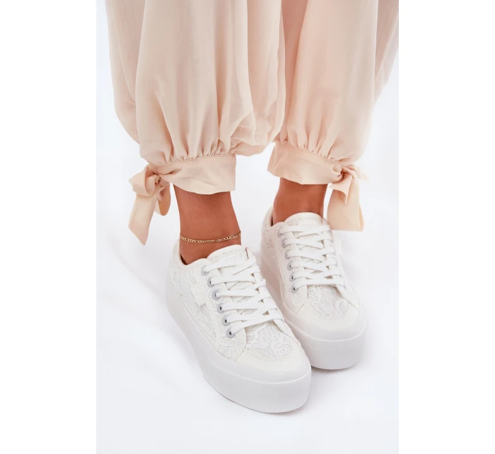 Dámské Krajkové Tenisky Big Star model 21690706 Bílé - Big Star Shoes Dámské Krajkové Tenisky Big Star model 21690706 Bílé - Big Star Shoes