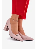 Czółenka Na Słupku Eleganckie Vinceza 62224 Różowe