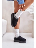 Dámske snehule na platforme s výšivkou Black Tirissa Dámske snehule na platforme s výšivkou Black Tirissa