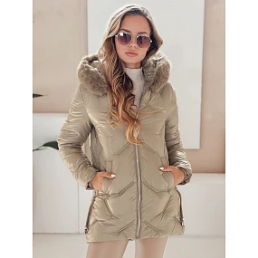Dámská zimní bunda prošívaná s kožešinou camel Dstreet model 22540351 - FashionStreet Dámská zimní bunda prošívaná s kožešinou camel Dstreet model 22540351 - FashionStreet