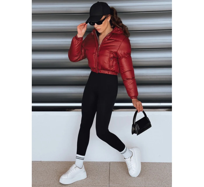 Dámská krátká zimní bunda s kapucí bordó Dstreet model 21994201 - FashionStreet