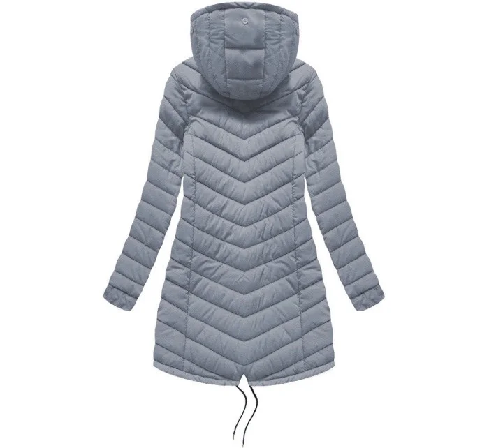 Tmavomodro-šedá obojstranná dámska zimná bunda s kapucňou (w214big) Tmavomodro-šedá obojstranná dámska zimná bunda s kapucňou (w214big)