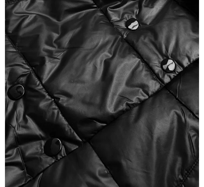 Čierna obojstranná dlhá bunda s kapucňou (p22-6635-1)