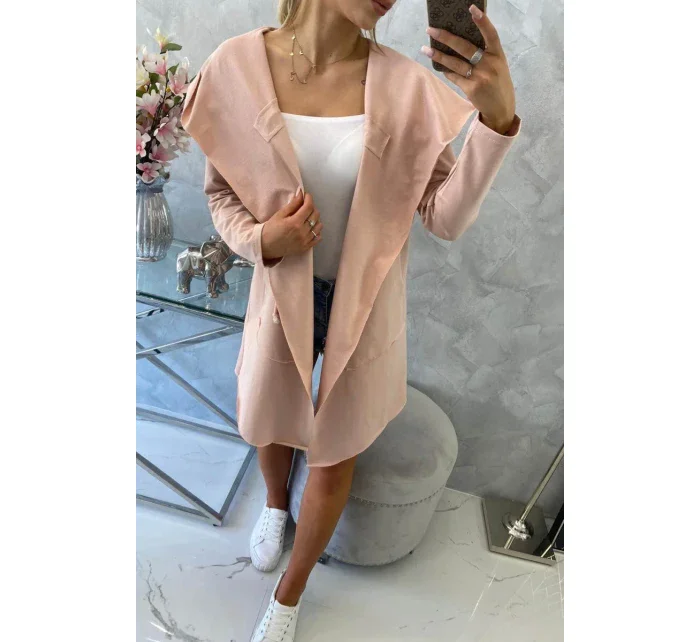 Voľná pláštenka s kapucňou tmavo púdrovo ružová