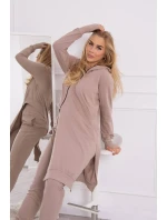 Mikinová súprava s dlhšou stranou tmavo béžová