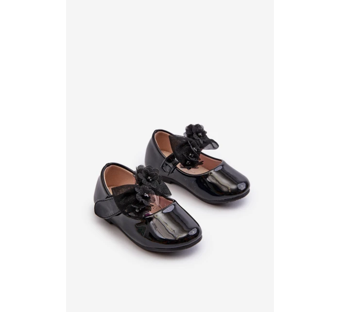 Lakierowane Balerinki Dziecięce Na Rzep Z Kokardą Czarne Olessa Lakierowane Balerinki Dziecięce Na Rzep Z Kokardą Czarne Olessa