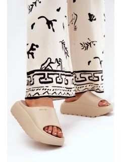 Piankowe Klapki Damskie Na Platformie Big Star RR274A569 Beżowe