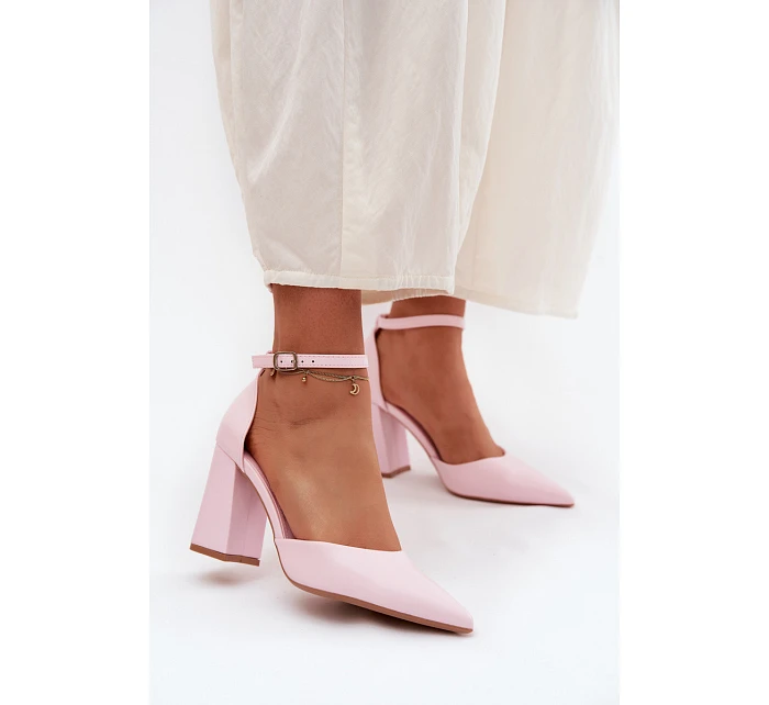 Lodičky na podpatku z umělé kůže Růžové model 22122764 - Boto