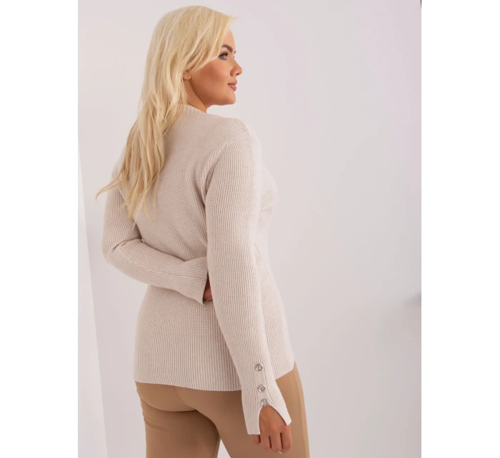 Sweter PM SW PM model 18949421 jasny beżowy - FPrice Sweter PM SW PM model 18949421 jasny beżowy - FPrice