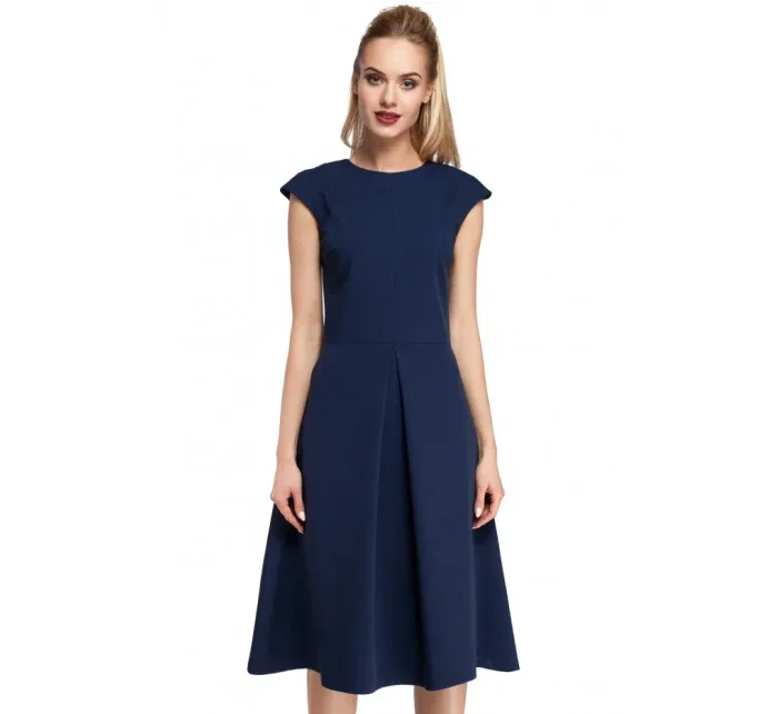 M296 Šaty s obrátenými záhybmi - tmavo modré M296 Šaty s obrátenými záhybmi - tmavo modré