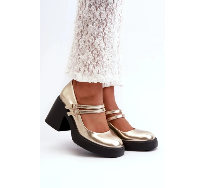 Lodičky na podpätku N381 zlaté - vykročte štýlovo Lodičky na podpätku N381 zlaté - vykročte štýlovo