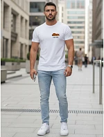 Pánske tričko s minimalistickou potlačou biele FashionStreet NX5096R