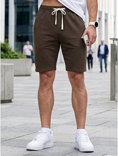 Pánske teplákové šortky so šnúrkou, hnedé, FashionStreet SX2628