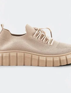 Béžové azúrové šnurovacie topánky (AA37)