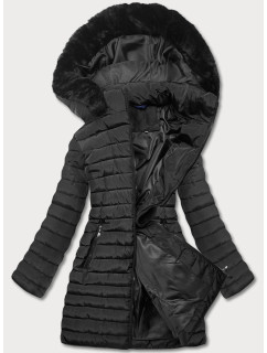 Čierna prešívaná bunda s kapucňou (L22-9865-1)