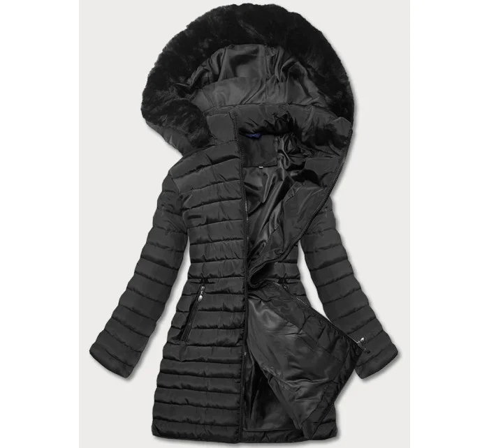 Prešívaná bunda s kapucňou čierna (l22-9865-1)
