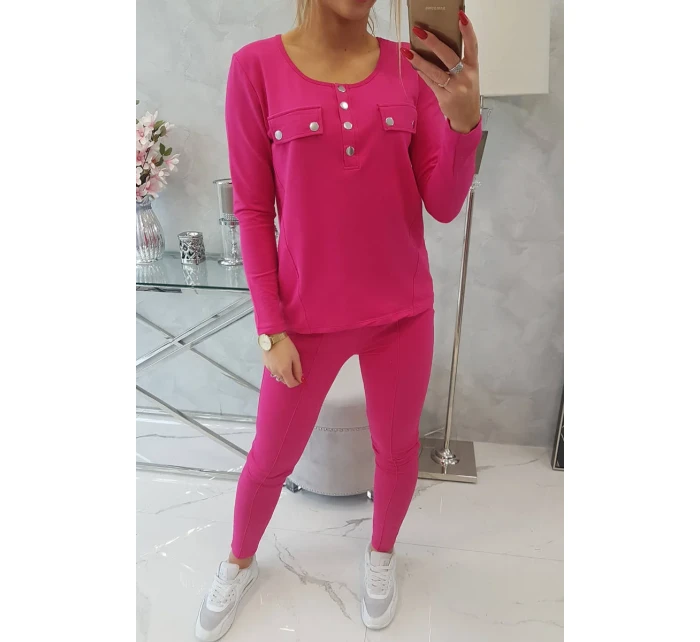 Súprava s gombíkovým výstrihom fuchsiová