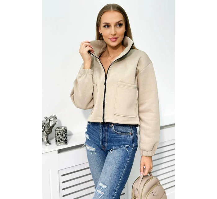 Izolovaná bavlnená mikina so zipsom svetlo béžová Izolovaná bavlnená mikina so zipsom svetlo béžová