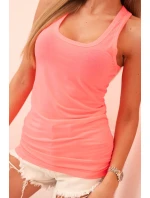Dámská tílko z bavlny s kulatým výstřihem neonově růžový Dámská tílko z bavlny s kulatým výstřihem neonově růžový