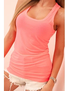 Dámske bavlnené tielko s okrúhlym výstrihom Neon Pink