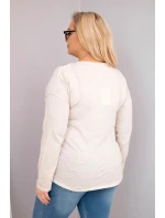 Dámske Plus veľkosť blúzka s potlačou Love You More Beige