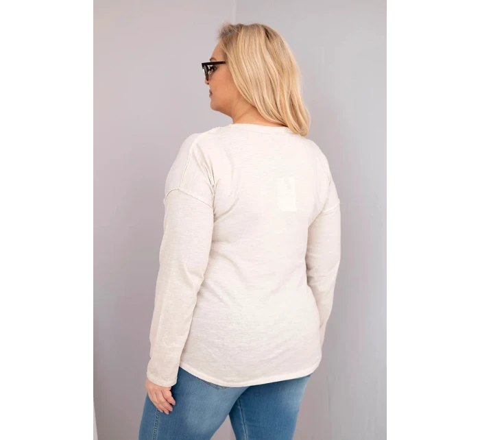 Dámske Plus veľkosť blúzka s potlačou Love You More Beige