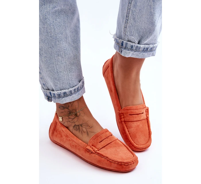 Damskie Zamszowe Mokasyny Pomarańczowe Lenvie