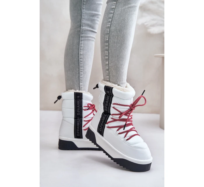 Śniegowce Damskie Na Grubej Podeszwie Wegańskie D.Franklin DFSH371007 Białe