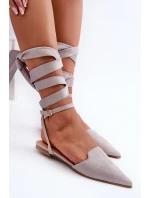 Wiązane Baleriny Eko Zamszowe Z Noskami W Szpic Szare Ellesara Wiązane Baleriny Eko Zamszowe Z Noskami W Szpic Szare Ellesara