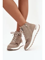 Dámské sportovní kotníkové boty na platformě z přírodního semiše model 21713308 béžové - Zazoo