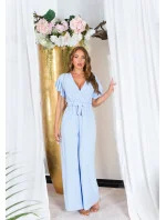 Dámsky overal so širokými nohavicami a opaskom na zaväzovanie 0000OV07814 White - Koucla