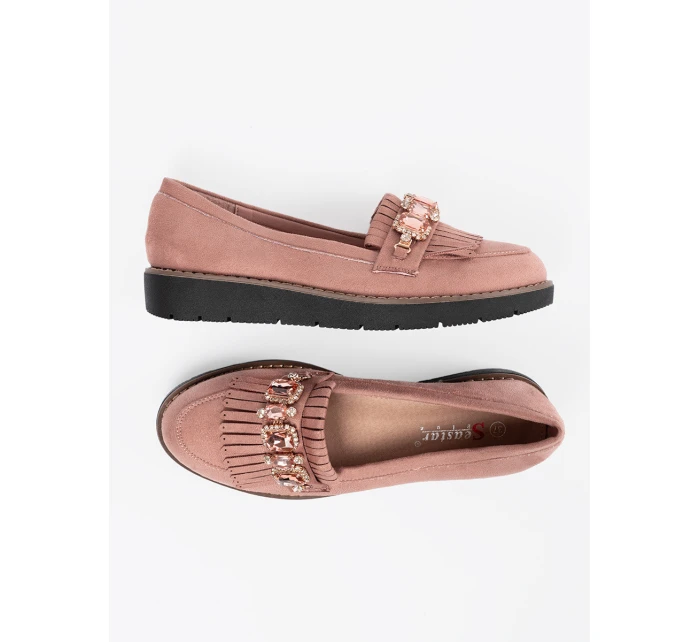 Vynikajúce dámske ružové mokasíny bez podpätku Vynikajúce dámske ružové mokasíny bez podpätku