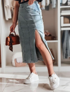 Džínsová midi sukňa s rozparkom MORETES modrá FashionStreet CY0481