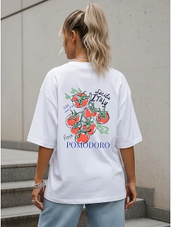 Tshirt damski oversize z nadrukiem biały model 22264328 - FashionStreet