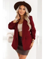 model 21796738 Dámské klasické sako s nabíranými rukávy vínové - numoco basic model 21796738 Dámské klasické sako s nabíranými rukávy vínové - numoco basic